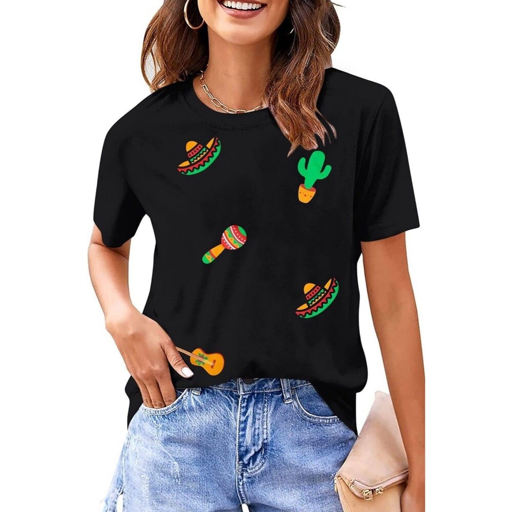 Cinco De Mayo Shirt for Women: Fiesta T-Shirt Women Sombrero Printed XL